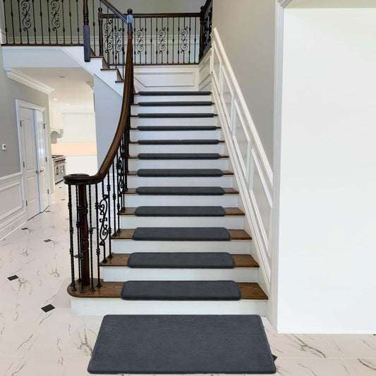 Solid Color Plush Stair Protectors Non-Slip Tape Free Carpet Stair Treads