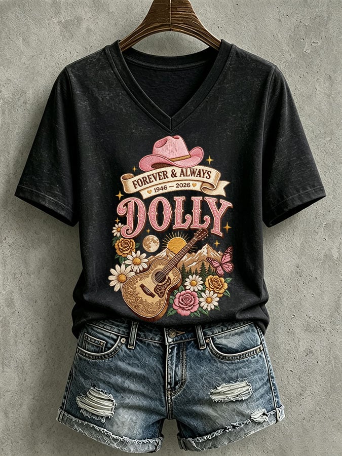 Women's Country Music Legend Tribute Print Casual T-shirt