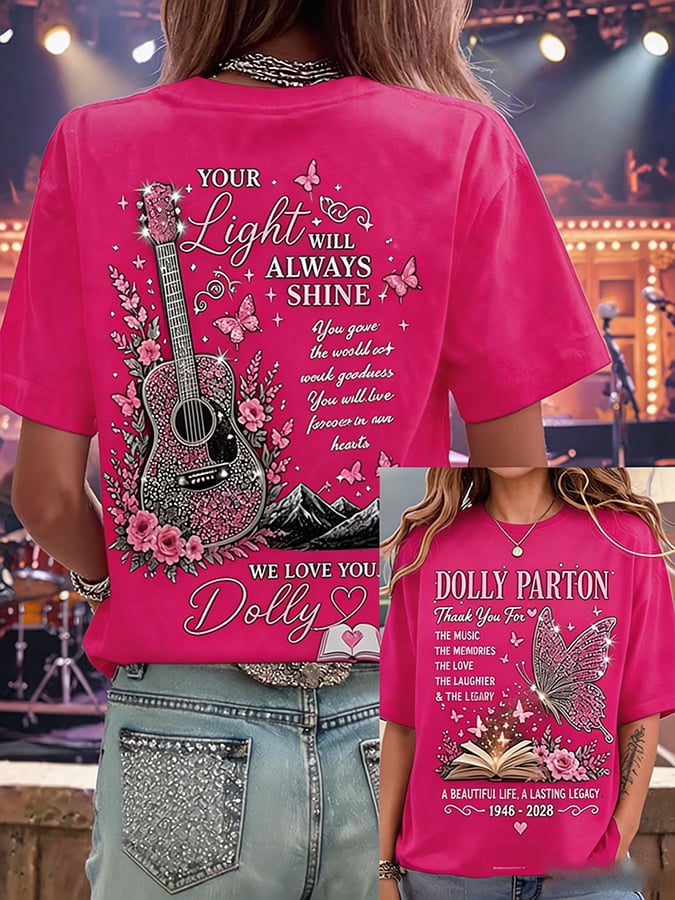Women'S Country Cowgirl Dolly Commemorative Print T-Shirt