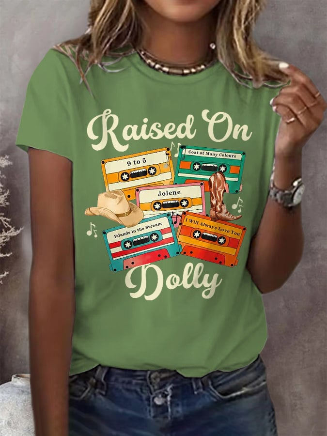 Retro Raised On Dolly Print T-Shirt