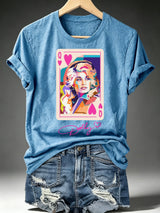 Women's Queen of Hearts Shirt Country Music Graphic Print T-Shirt