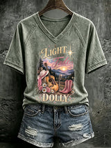 V Neck Retro Great Smoky Mountains A Light That Won't Fade Print T-Shirt
