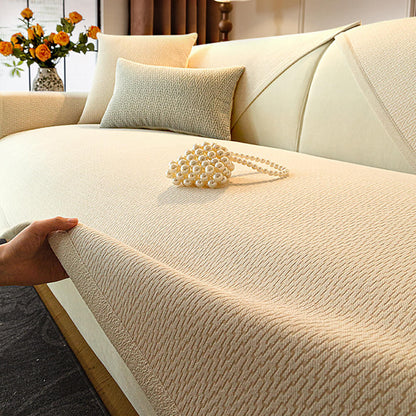 Chenille Minimalist Anti-Slip Fabric with Cat Scratch-Resistant Design Couch Cover