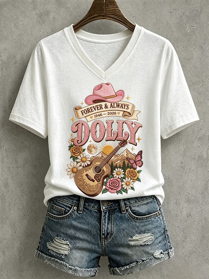 Women's Country Music Legend Tribute Print Casual T-shirt