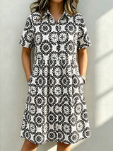 CLEARANCE🔥 Santorini Inspired Print Shirt Dress