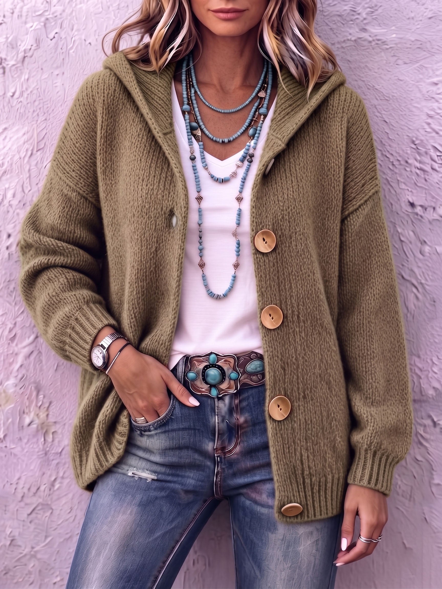 Cozy Chic Hooded Knit Cardigan