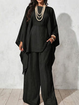 Loose-fit Casual Cotton-linen Blend Top And Trousers Two-piece Set
